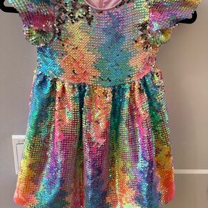 Tweenstyle by Stoopher Iridescent Sequin Bubble Sleeve Dress